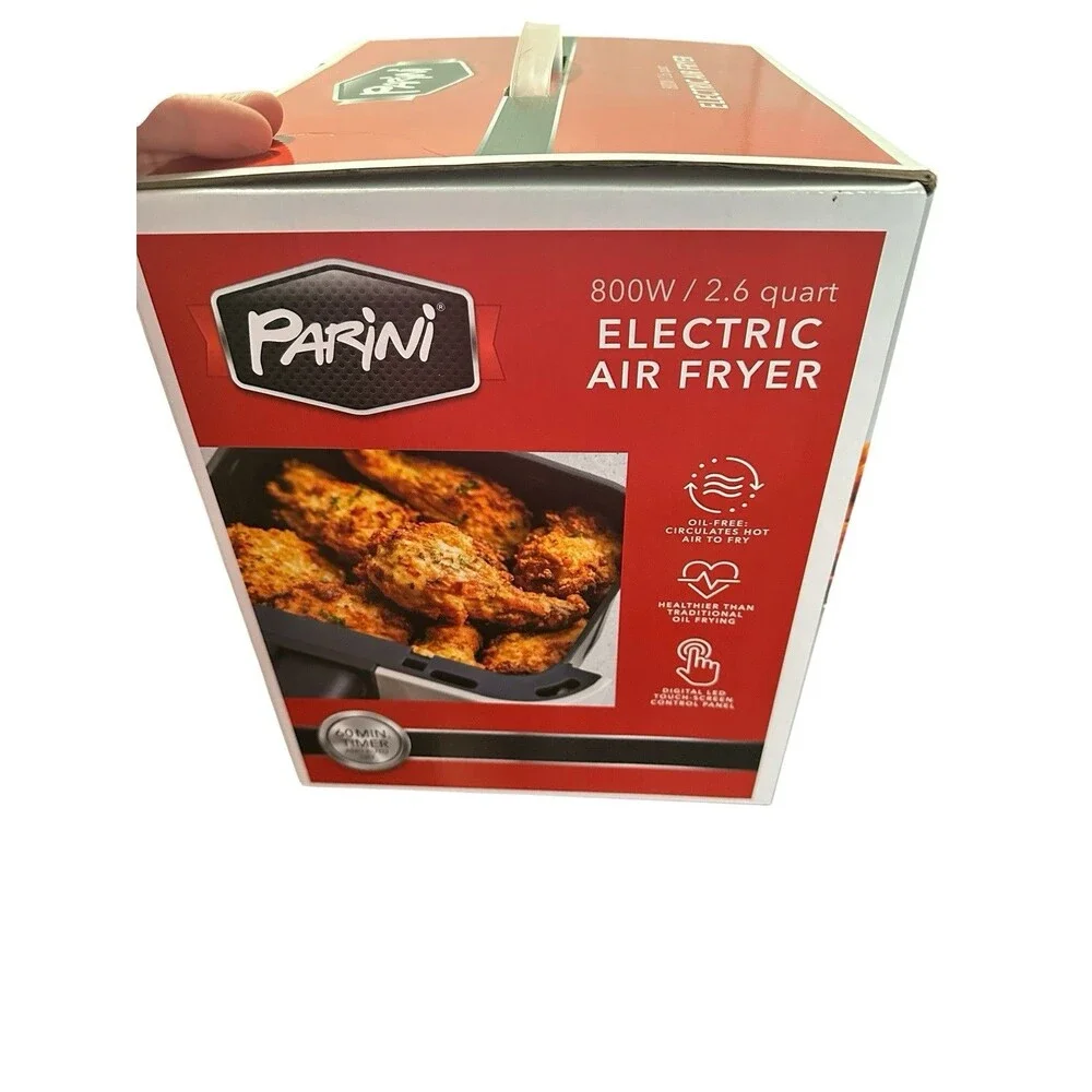 Parini Electric Air Fryer 800W 2.6 Quart White Non-Stick Oil Free Digital Timer